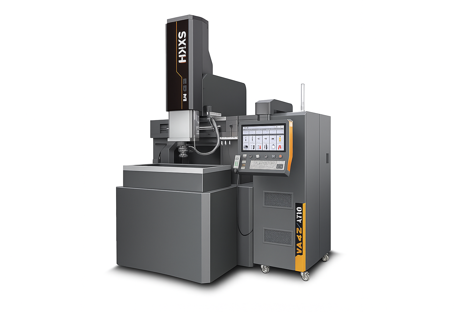 Sinker EDM machine for precision die and mold making; creates complex cavities and shapes in hard metals with electrical discharge.